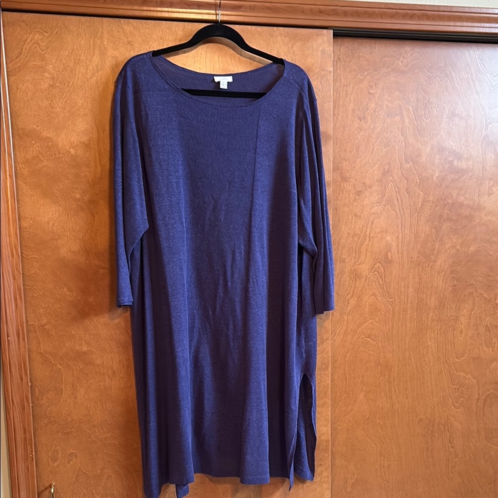 Purple tunic, lightweight sweater with textured front panel. 3X JJill.